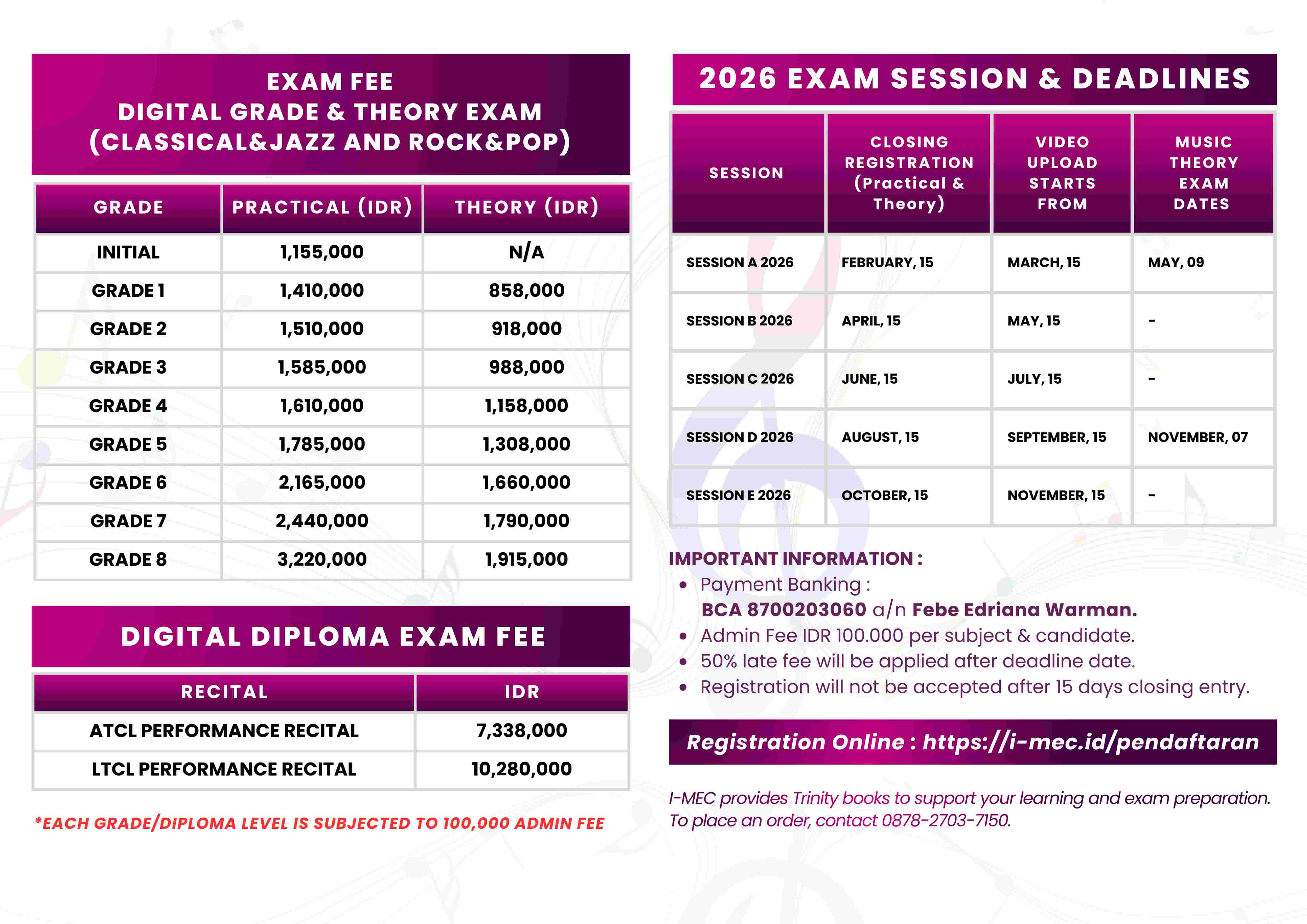 price for Exam Fee 2026